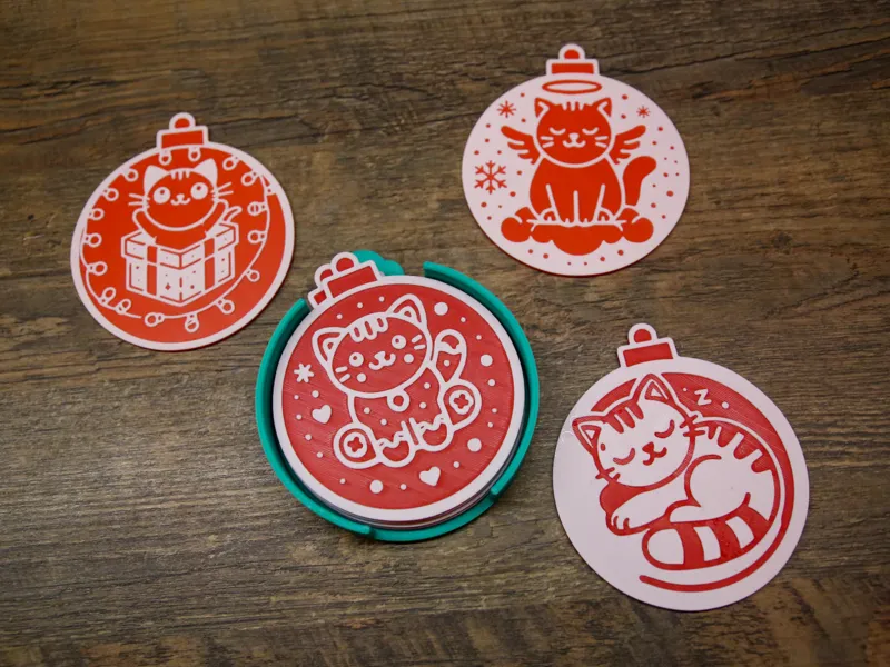 xMass Cat Ornaments Coasters