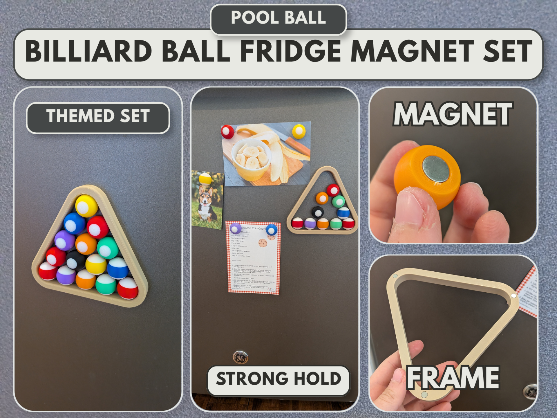 Mini Billiard/Pool Ball Fridge Magnet Set