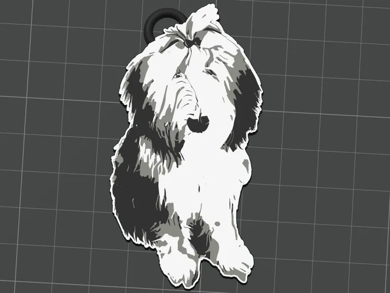 Bearded Collie Dog Keychain