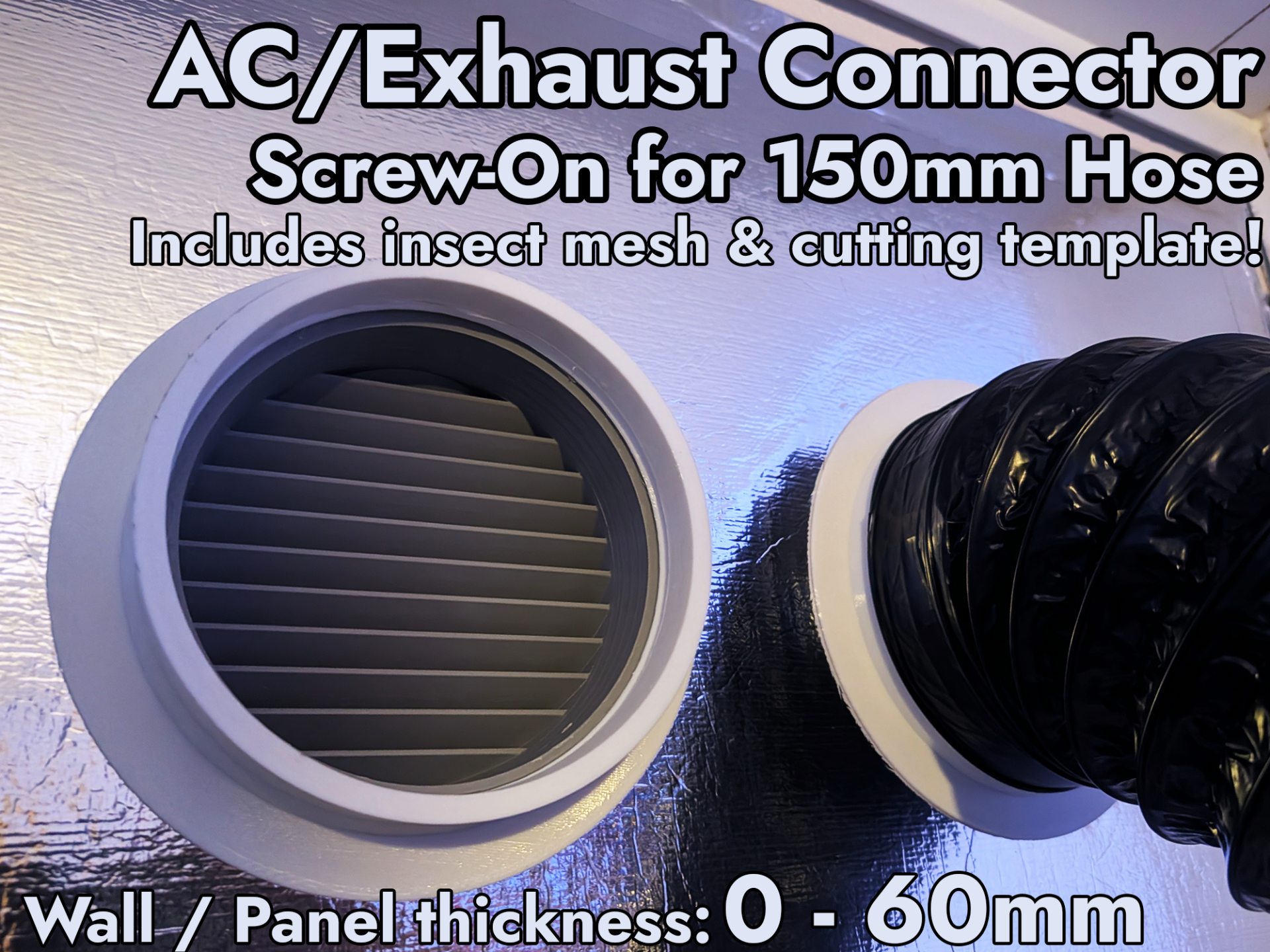 Threaded AC Exhaust Pass-Through 150mm (6") 0-60mm