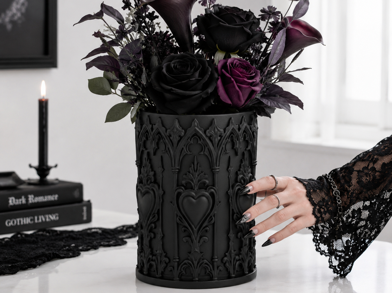 Goth Sacred Hearts Flower Vase for Dark Decor - 1