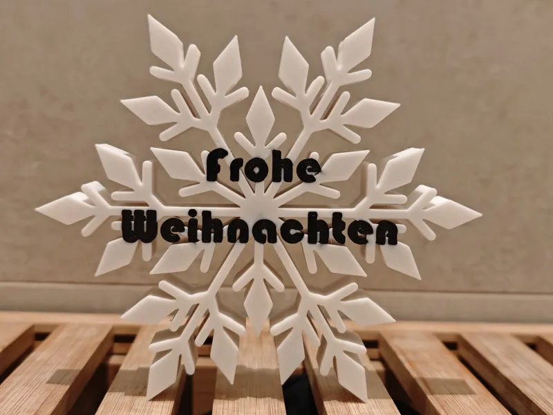 Frohe Weihnachten Schneeflocke Aufsteller(Ger/Eng)