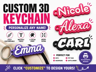 Customizable 3D Name Keychain & Bag Tag