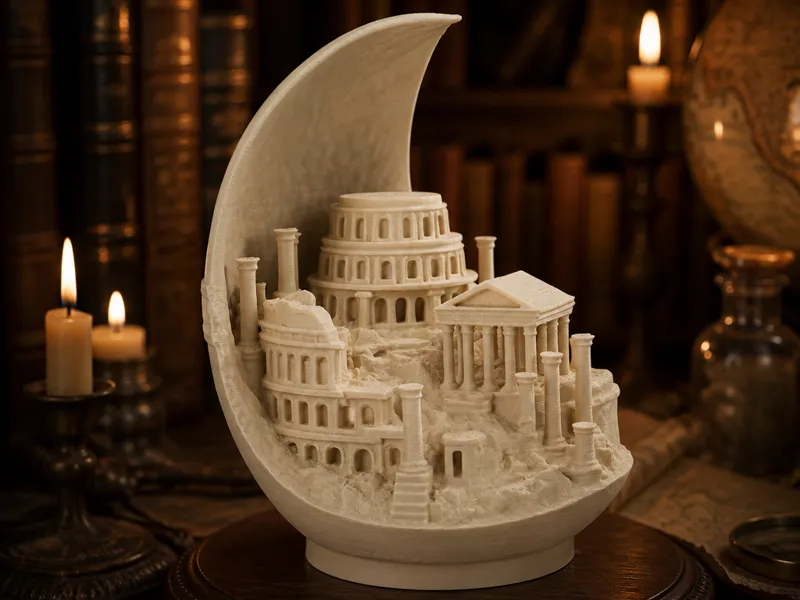 Roman Ruins Crescent Moon Sculpture