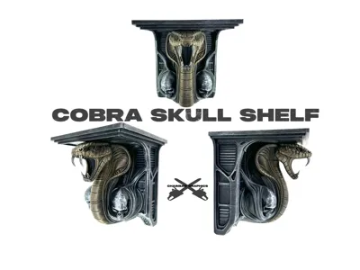 Cobra Skull Shelf - wall hanging shelf/corbel