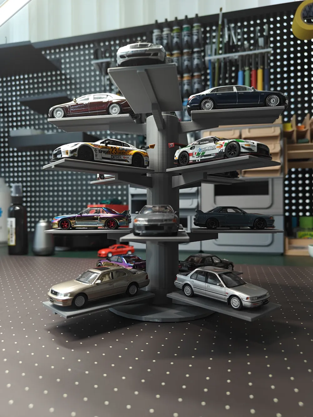 Carousel 64-scale car display stand (stackable) - Free 3D Print Model ...