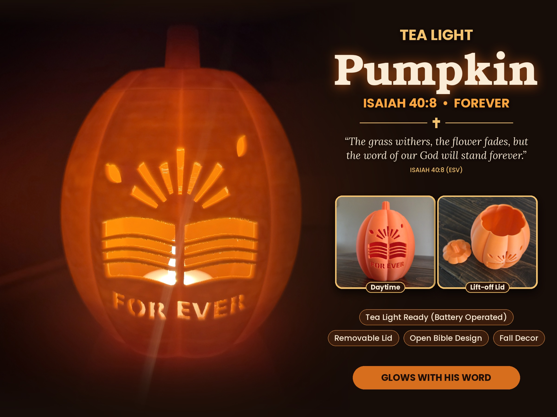 Fall Tea Light - Isaiah Series - Forever - Pumpkin 3D model