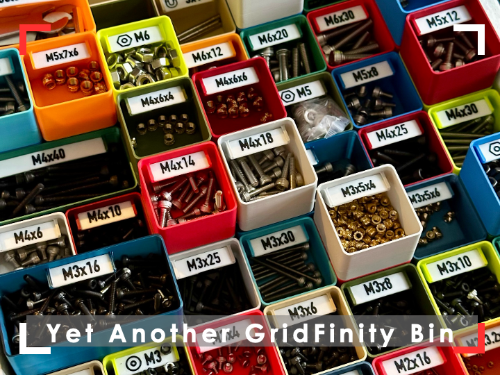 Stackable, Labeled GridFinity Bin