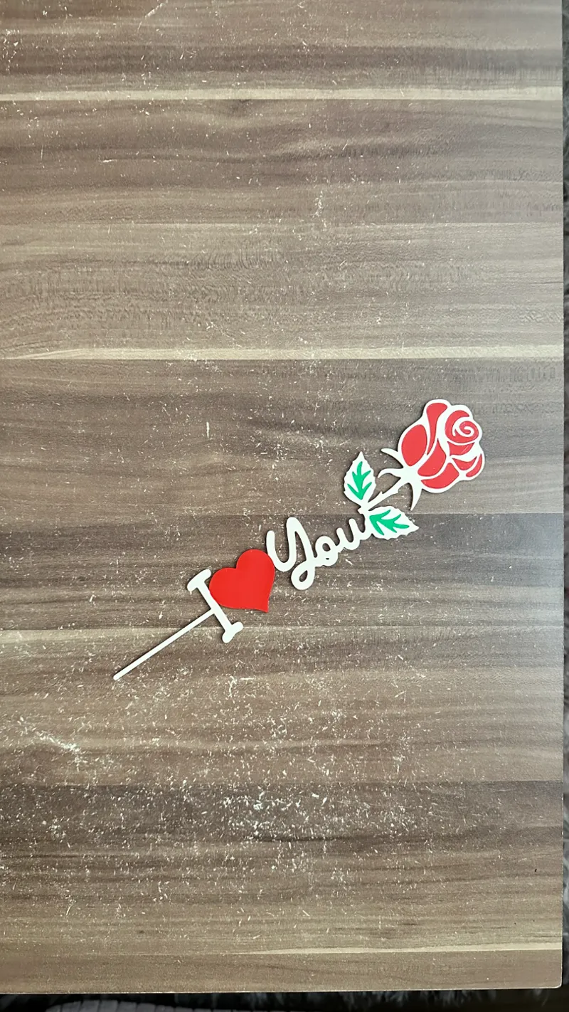 VALENTINE ROSE with Stem "I LOVE YOU" 