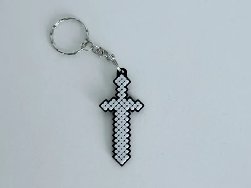 Pixel Sword Keychain – Minecraft Style