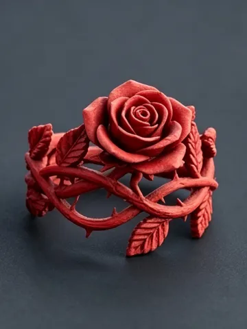 Soporte: 荆棘炽瑰・Thorn‑and‑Scarlet‑Rose Ring — vista de referencia 2