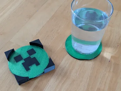 Minecraft Creeper Coasters With Holder