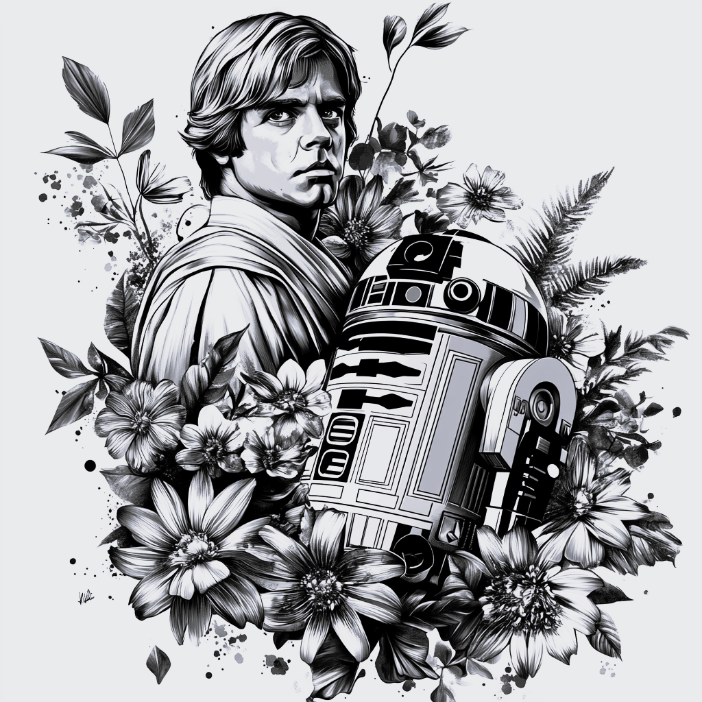 Miniatura 2 do modelo 3D Luke Skywalker & R2D2