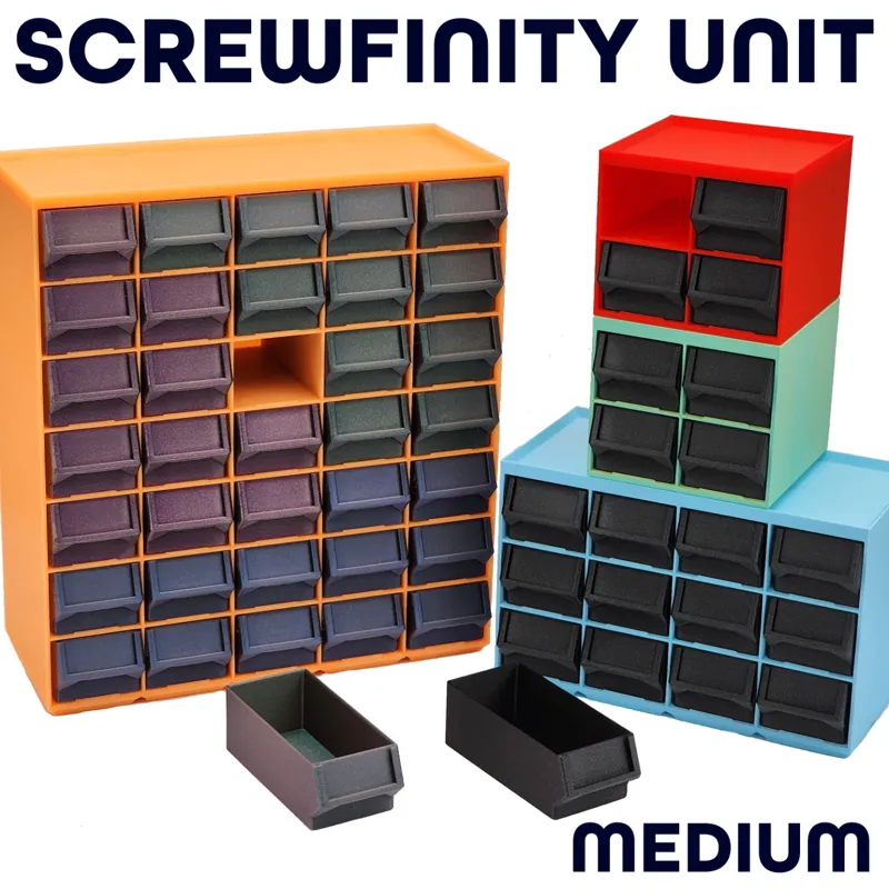 Screwfinity Unit Medium (2U) Gridfinity Organizer
