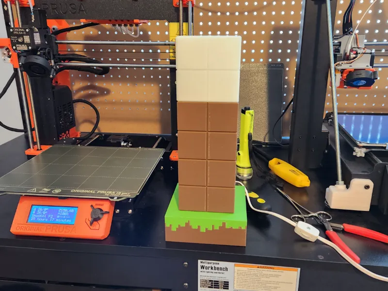 Minecraft Style Table Lamp with Remote RGB Bulb