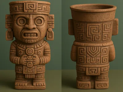 Multifunctional Decorative Aztec Totem Vase