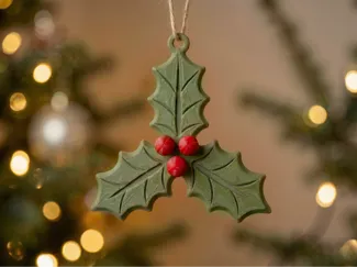 Holly leaves Christmas ornament - No AMS