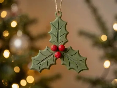 Holly leaves Christmas ornament - No AMS