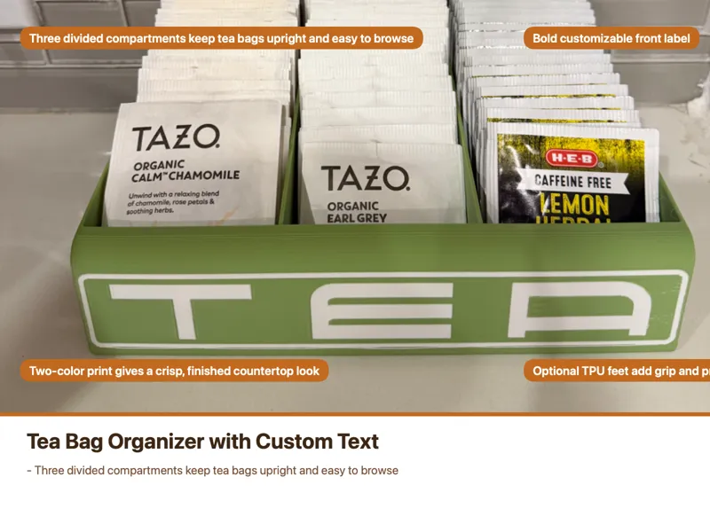 Tea Bag Organizer with Custom Text