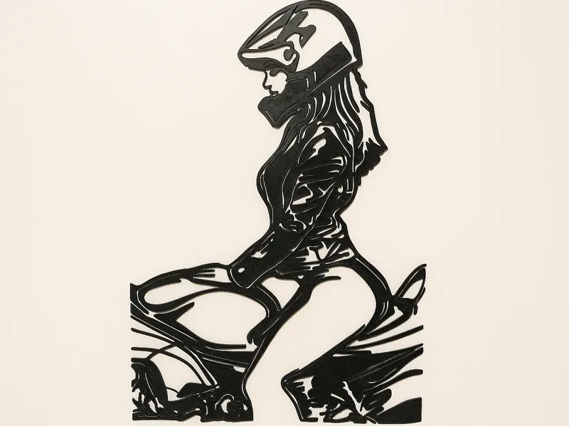 Motorcycle Moto Biker Girl Wall Art Sexy  