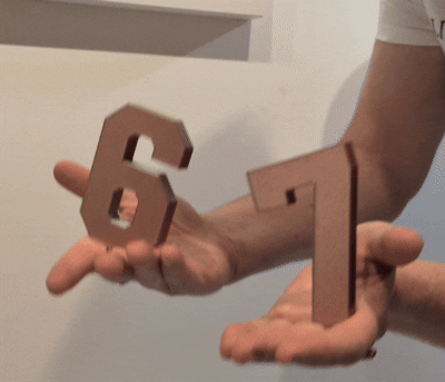 Viral "67" SIX SEVEN Meme Prop with Finger Grips!