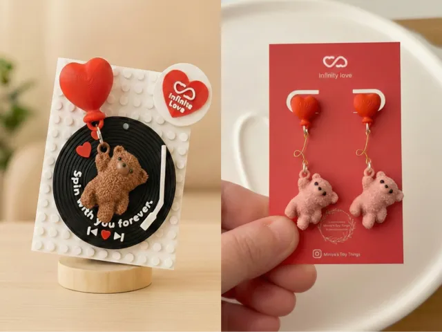 Heart Balloon Teddy earring / keychain