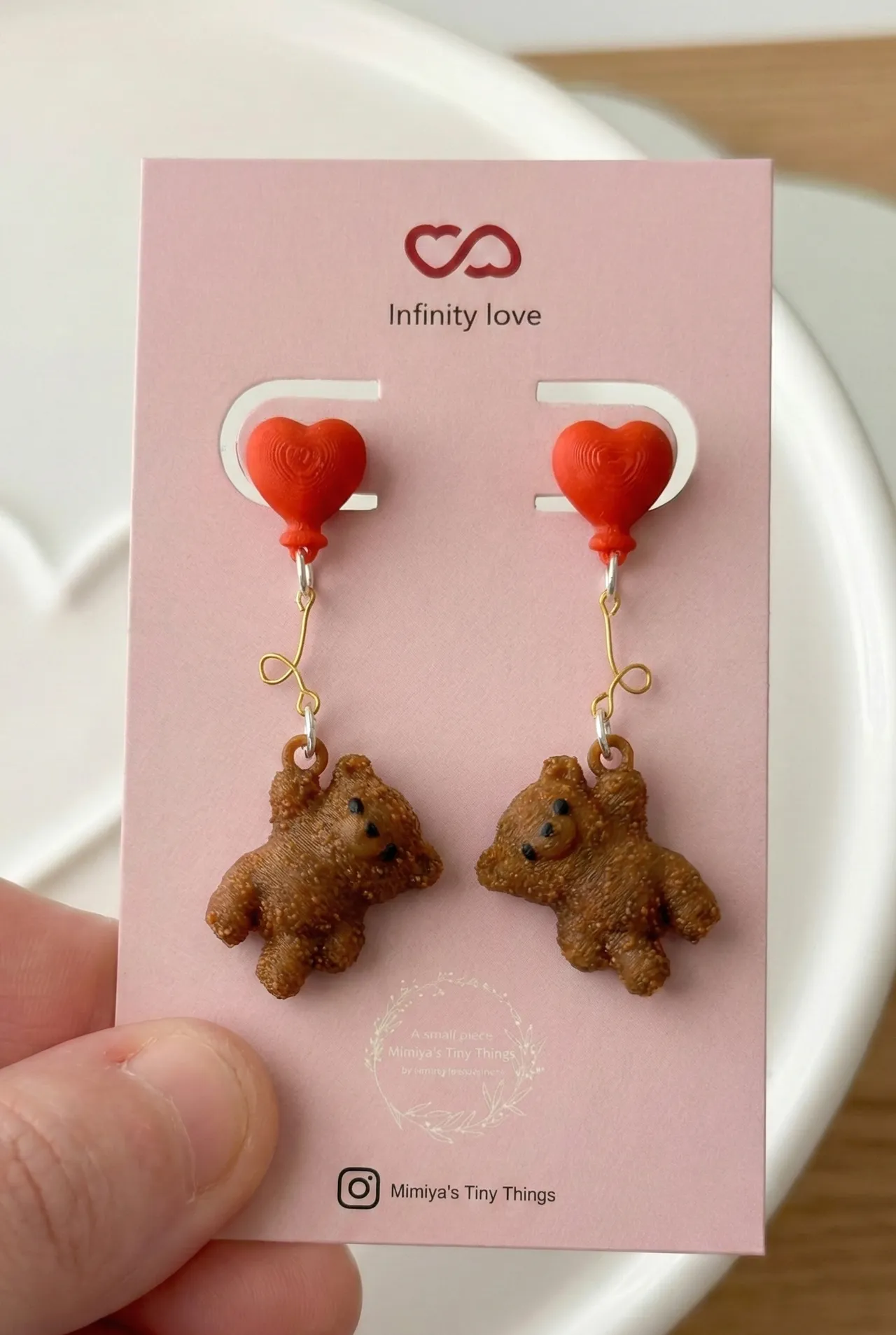 Heart Balloon Teddy earring / keychain view 2