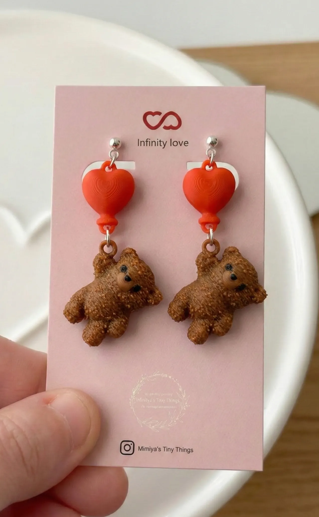 Heart Balloon Teddy earring / keychain view 4