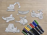 Panneaux à colorier – hélicoptère, vélo, bateau, avion — photo 2