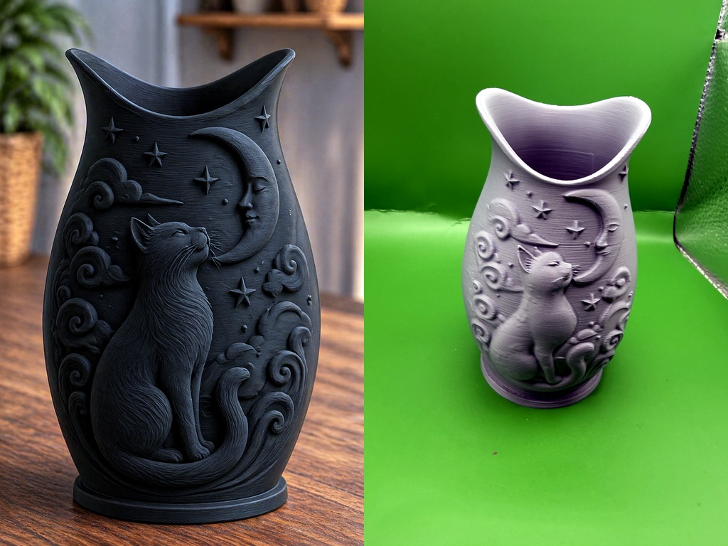 Cat Moon Night Vase