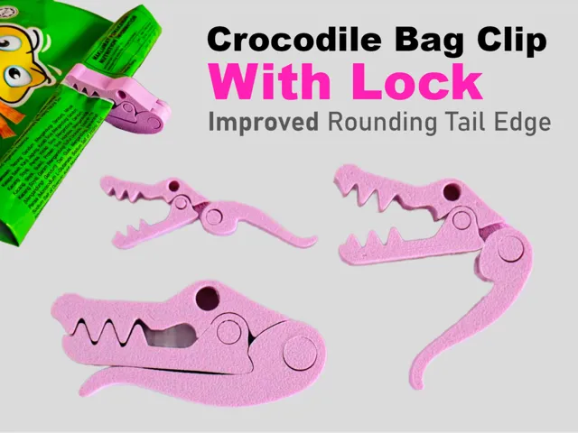 Crocodile Bag Clip With Lock - Print In Place