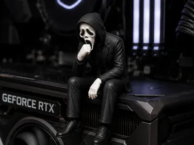 Ghost Face Sitting on the Edge Aristocrat Suit