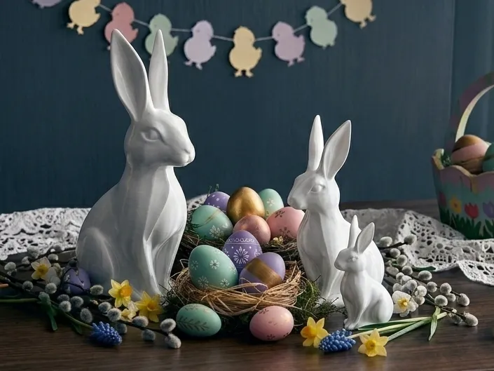 Silky Modern Easter Bunny Family, modern, cute