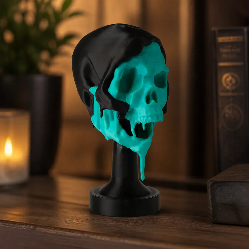 Melting Skull Sculpture - Gothic Horror Decor