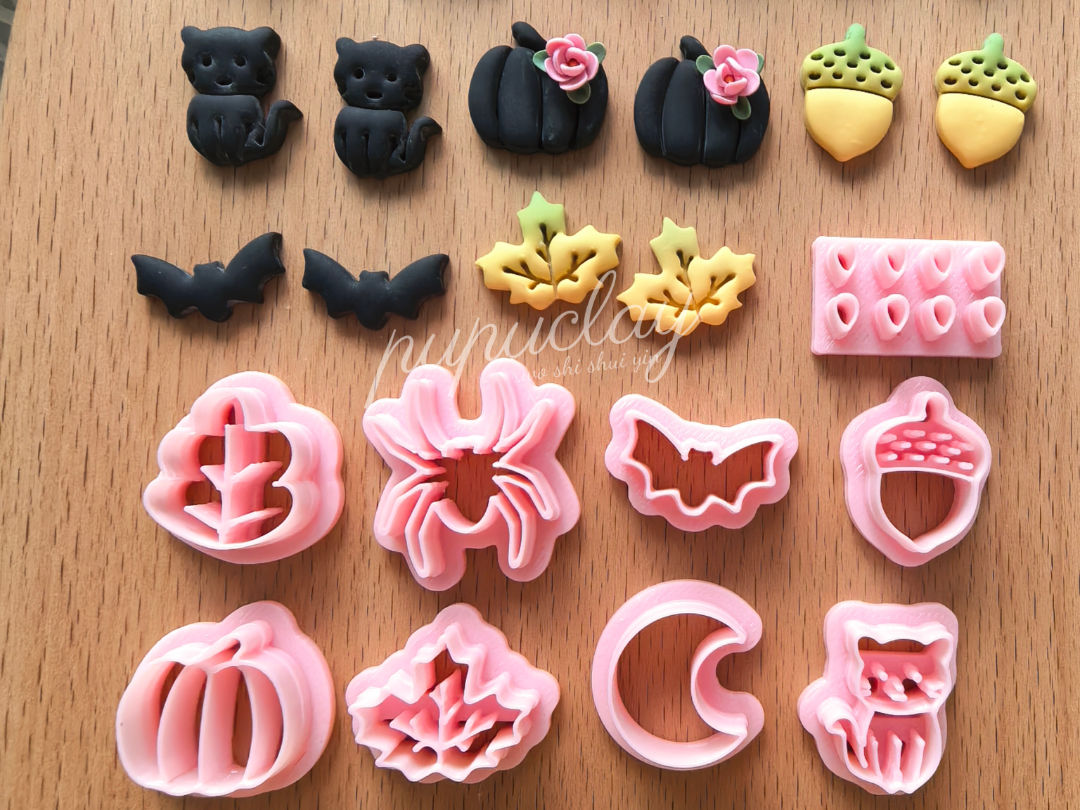 9pcs Halloween Mini Polymer Clay Cutter 3D model