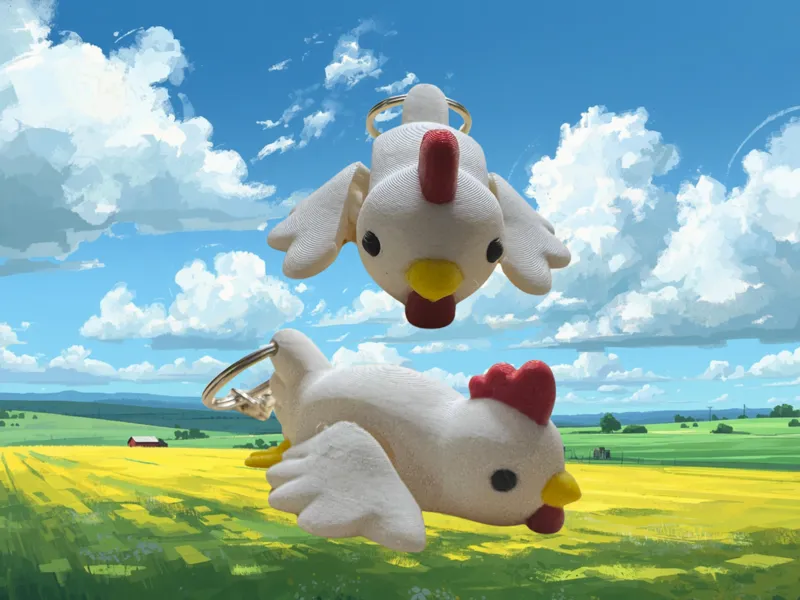 Chicken Flexi Keychain