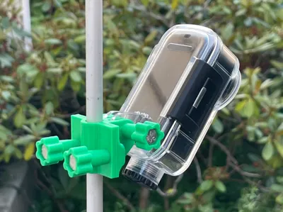Action cam holder on 8mm rod