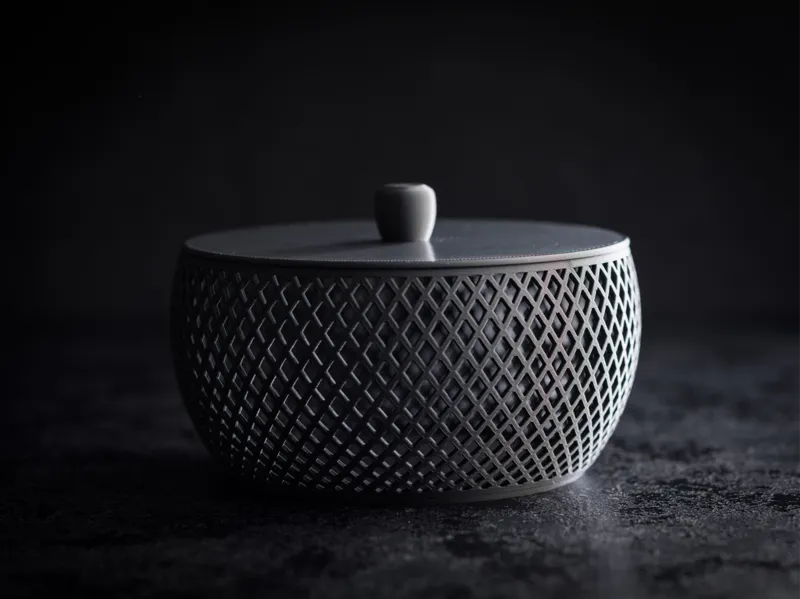 Mesh bowl with lid.