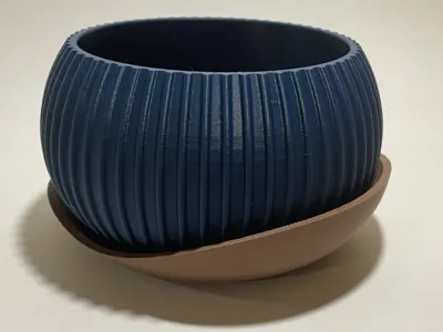 Ribbed Planter and Saucer