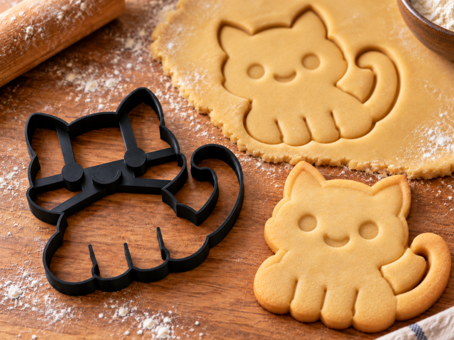 Cute Halloween Cat Cookie Cutter & Embosser 3D model
