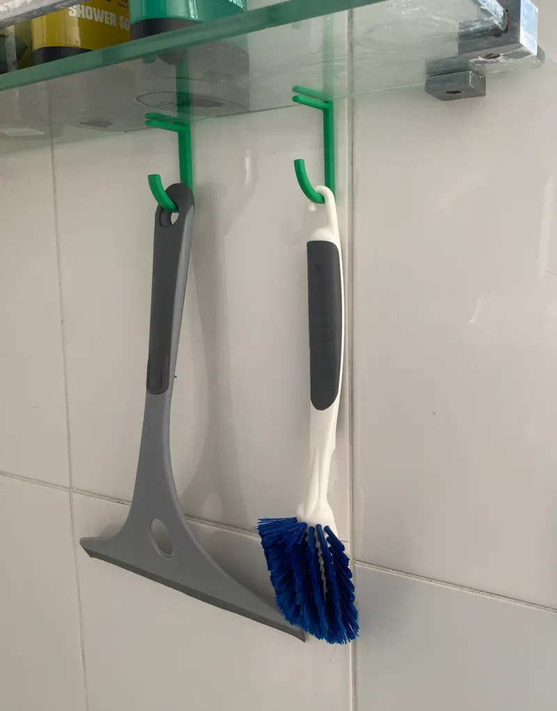 Simple shower shelf hook