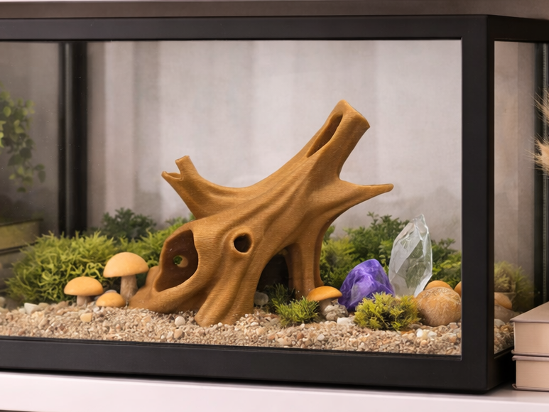 Hollow Log Reptile Hide – Natural Branch Shelter