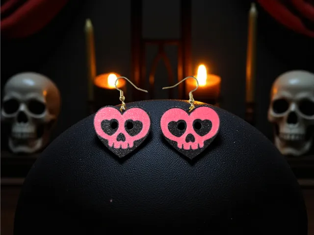 A skull heart earrings