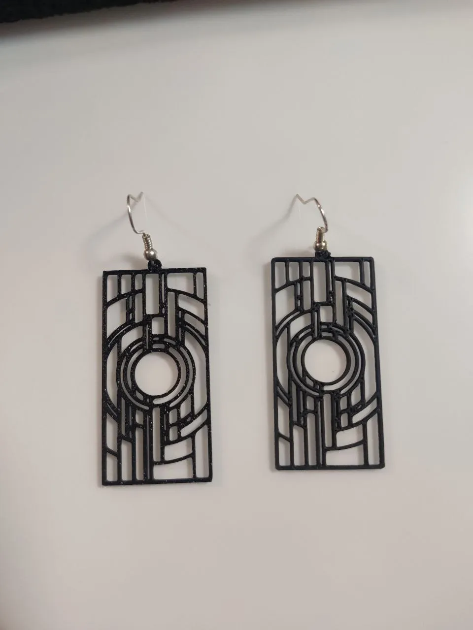 Circle & Bars — Geometric Lines Earring view 2