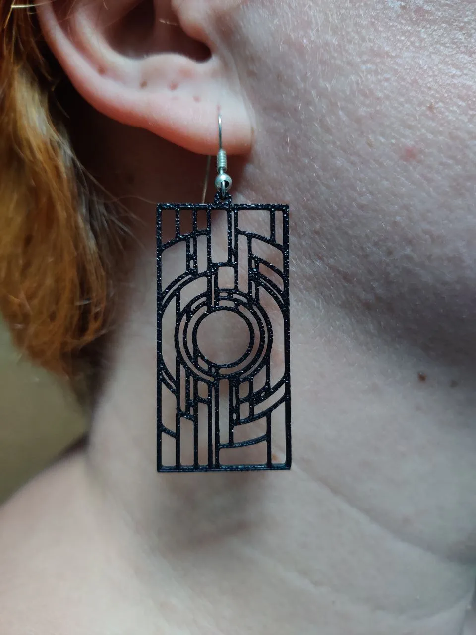 Circle & Bars — Geometric Lines Earring view 3