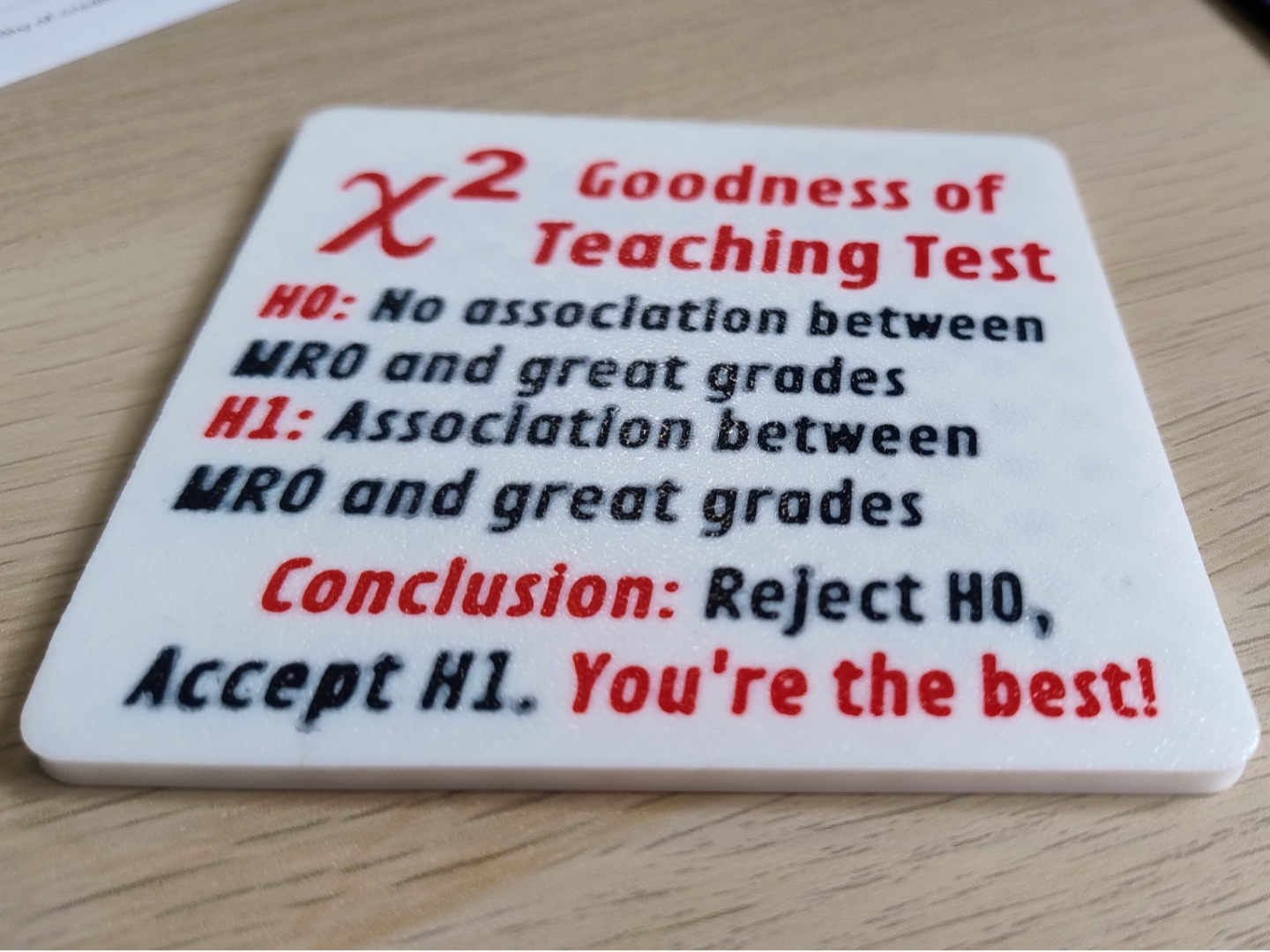 Statistics Teacher Gift Coaster