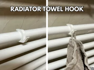 Hook for a radiator towel rail