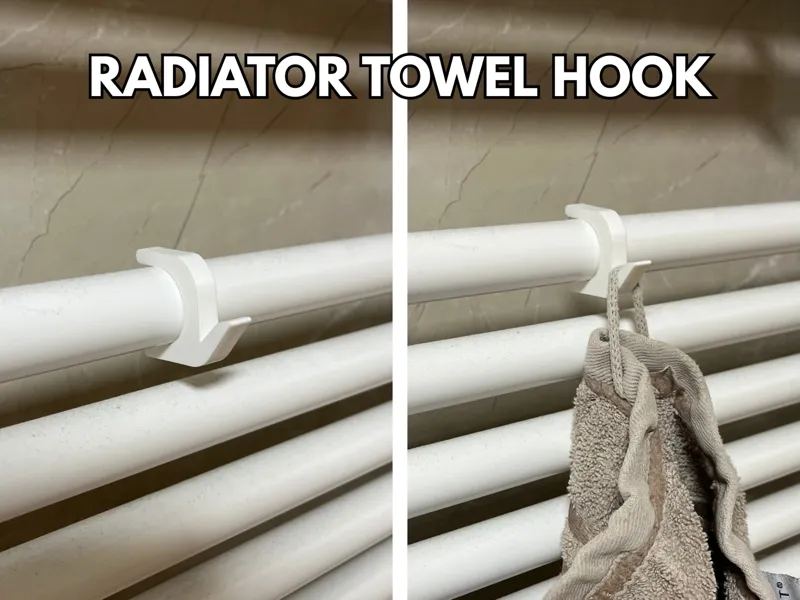 Hook for a radiator towel rail
