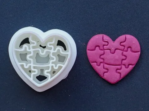 Puzzle Heart Polymer Clay Cutter Earrings Necklace