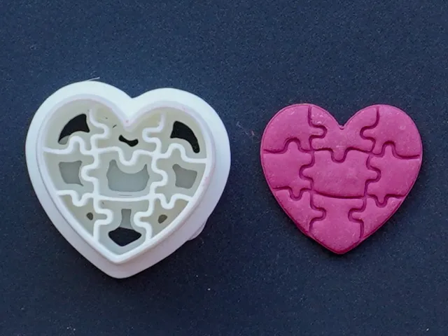 Puzzle Heart Polymer Clay Cutter Earrings Necklace